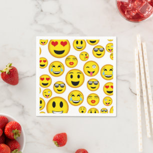 Serviette En Papier Serviettes de soirée motif Emoji mixtes