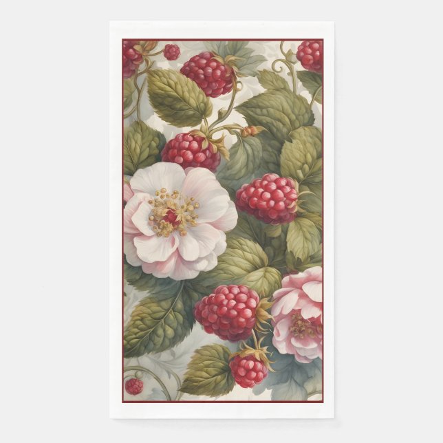 Serviette En Papier Serviettes de style torchon à fleurs et framboise (Devant)