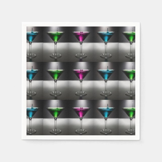 Serviette En Papier Serviettes de table en verre de Martini (Devant)