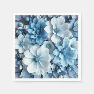 Serviette En Papier 💙 Serviettes de table florales bleues et blanches