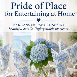 Serviette En Papier Serviettes de table florales Hydrangea bleue pour 