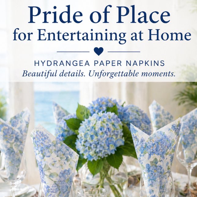 Serviette En Papier Serviettes de table florales Hydrangea bleue pour  (Effortless elegance for your table—hydrangea napkins styled to impress at every gathering)
