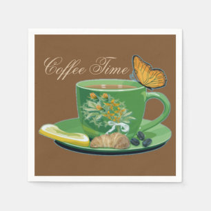 Serviette En Papier Serviettes de tasse et de soucoupe de temps de