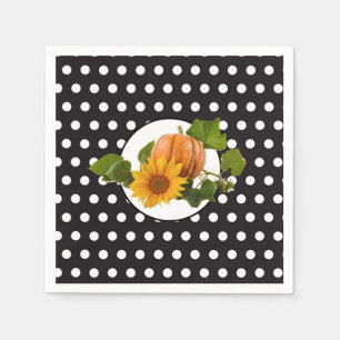 Serviette En Papier Serviettes de Thanksgiving à pois avec citrouille