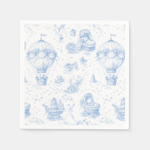 Serviettes de toile de Jouy bleue pour Baby Shower