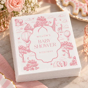 Serviette En Papier Serviettes de toile de Jouy Safari Rose Fille Baby