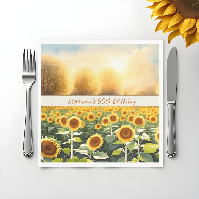 Serviette En Papier Serviettes de tournesol personnalisées - Charme ru (🌻 Artistry in Every Detail: Personalized Sunflower Napkins! 🎨)