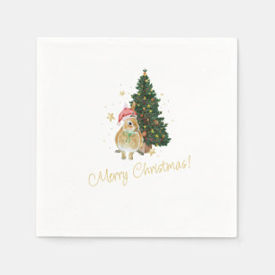 Serviette En Papier Serviettes de voeux de Noël beige et vert