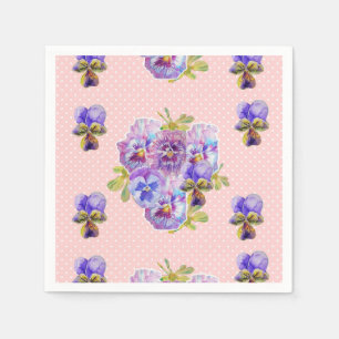Serviette En Papier Serviettes décoratives à pois roses et pensées Sha