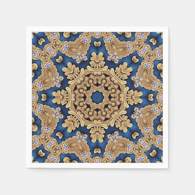 Serviette En Papier Serviettes décoratives bleu or (Devant)