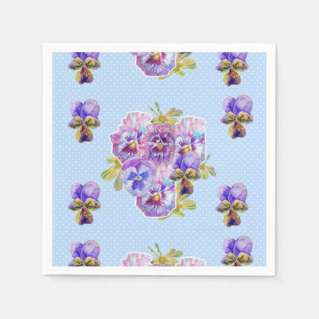 Serviette En Papier Serviettes décoratives Pansy Shabby Chic à points  (Devant)