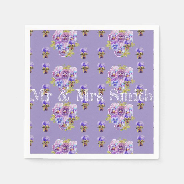 Serviette En Papier Serviettes décoratives Violet Pensée Chabby chic l (Devant)