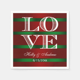 Serviette En Papier Serviettes dégradé rouge vert, LOVE blanc