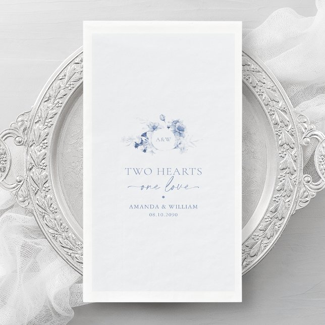 Serviette En Papier Serviettes d'hôtes Dusty Blue Floral (Créateur téléchargé)