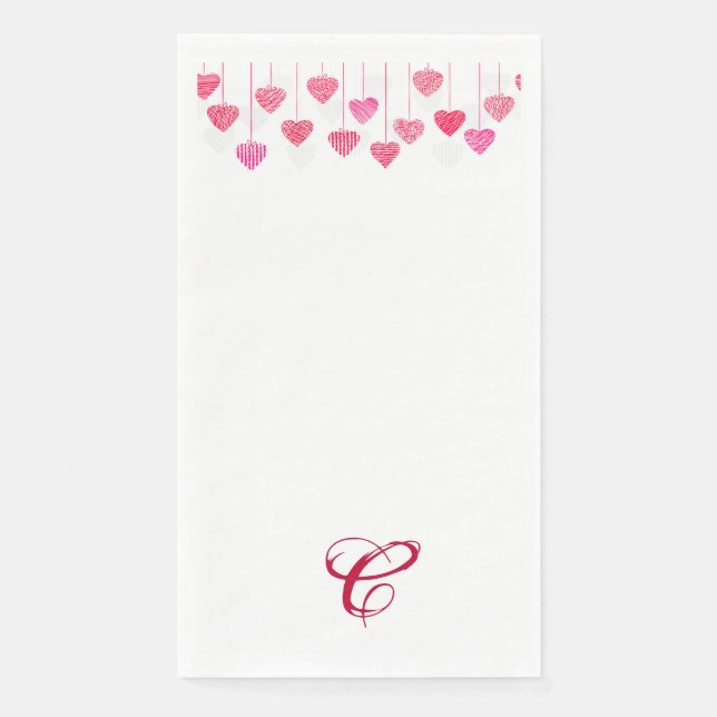 Serviette En Papier Serviettes d'hôtes Monogrammed Valentines Day (Devant)
