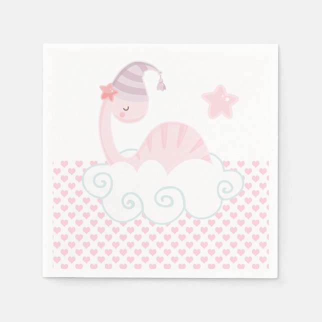 Serviette En Papier Serviettes Dinosaures Rose (Devant)