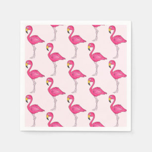Serviette En Papier Serviettes d'oiseaux de Flamant rose rose tropical