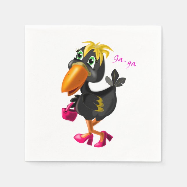 Serviette En Papier Serviettes d'oiseaux modernes amusant (Devant)