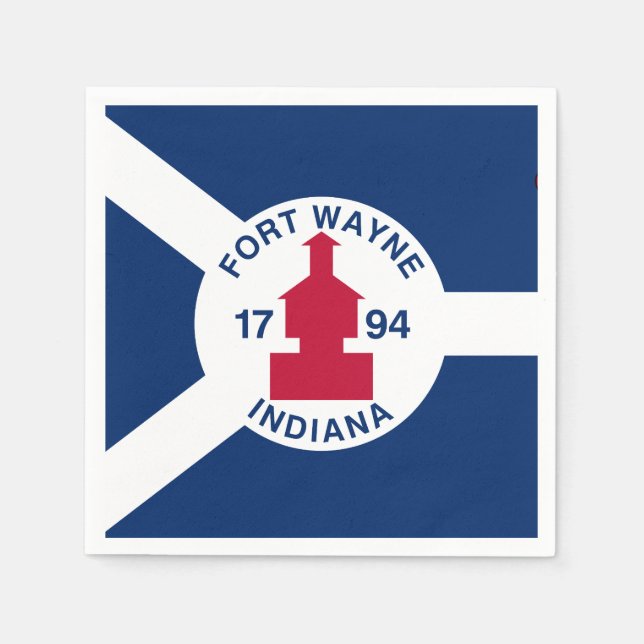 Serviette En Papier Serviettes Drapeau Fort Wayne, Indiana (Devant)