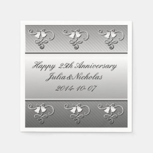 Serviette En Papier Serviettes du 25e anniversaire en argent