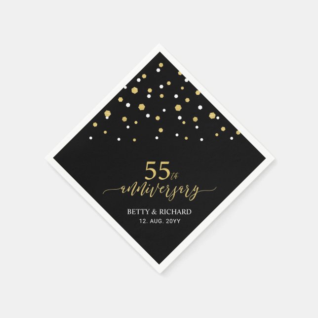 Serviette En Papier Serviettes du 55e anniversaire Gold & Black (Coin)