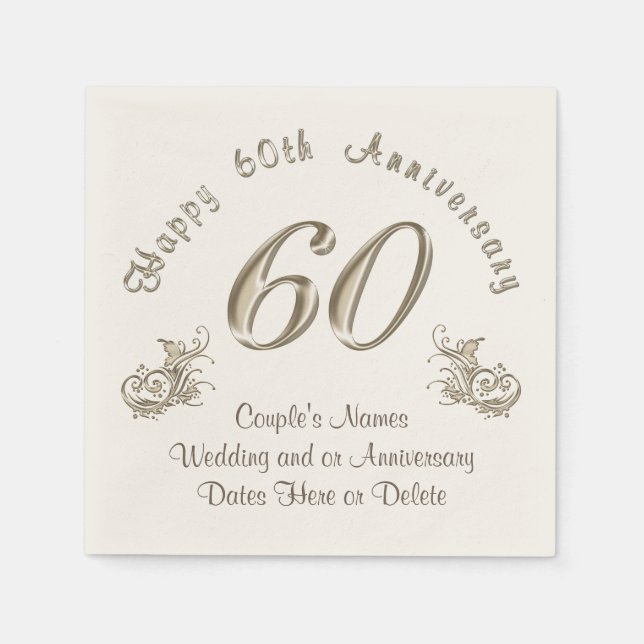 Serviette En Papier serviettes du 60e anniversaire du Mariage PERSONNA (Devant)