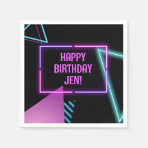 Serviettes éditable pour soirée Neon 80s thème fêt