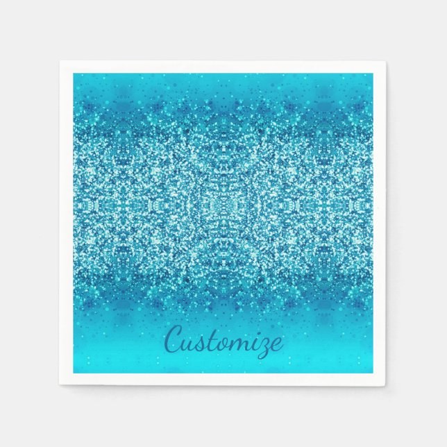 Serviette En Papier Serviettes Élégantes Blue Frost Sparkle 2 (Devant)