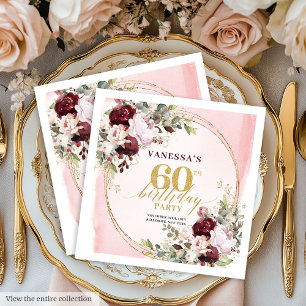 Serviette En Papier Serviettes élégantes Boho roses de Bourgogne pour