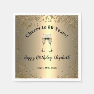 Serviette En Papier Serviettes Elégantes Cheers Gold 80e Anniversaire