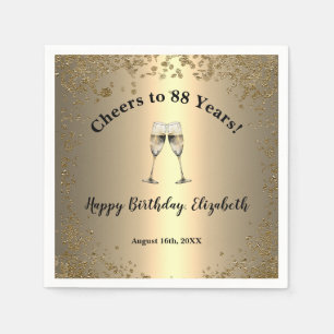 Serviette En Papier Serviettes Elégantes Cheers Gold 88e Anniversaire