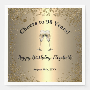 Serviette En Papier Serviettes Elégantes Cheers Gold 90e Anniversaire