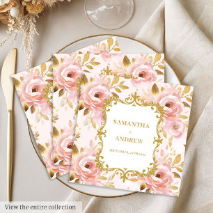 Serviette En Papier Serviettes élégantes de mariage Gold Blush