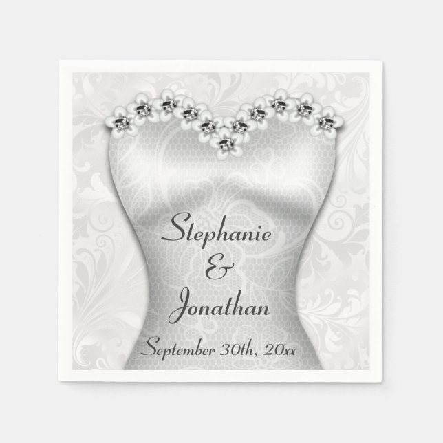 Serviette En Papier Serviettes élégantes de robe de mariée (Devant)