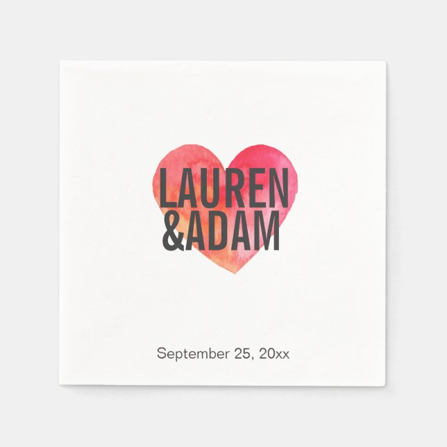 Serviette En Papier Serviettes élégantes en papier de mariage | Coeur  (Devant)