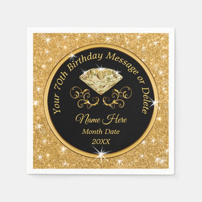 Serviette En Papier Serviettes élégantes et personnalisées 70e anniver (Devant)