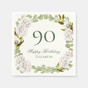 Serviette En Papier Serviettes élégantes ivoire florales pour 90e anni