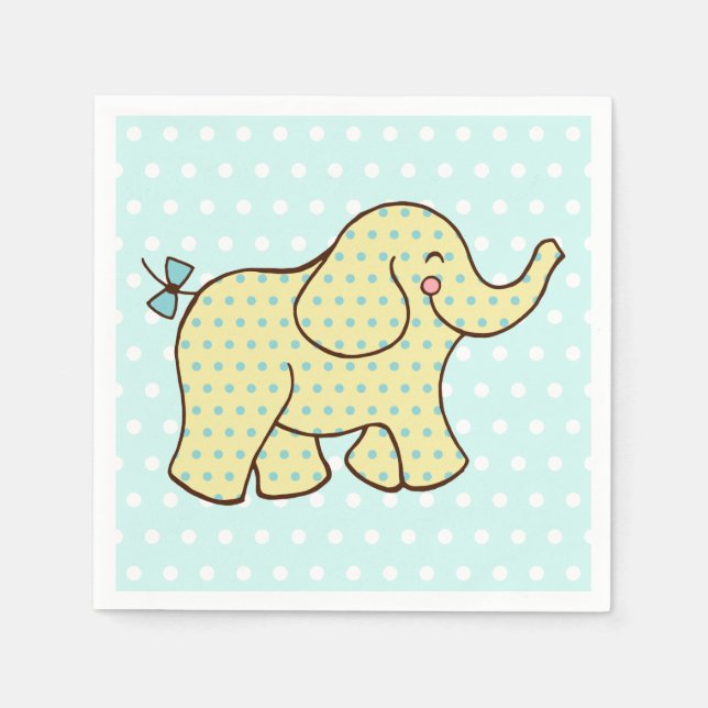 Serviette En Papier Serviettes Éléphant Jaune Aqua (Devant)