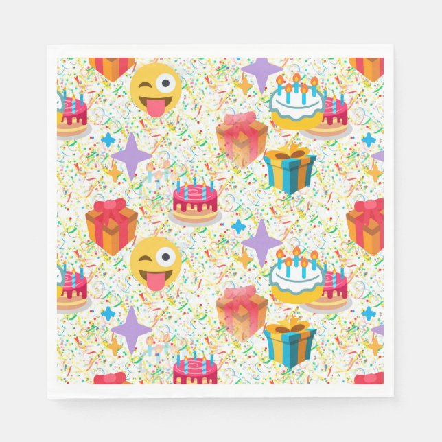 Serviette En Papier serviettes emoji d'anniversaire heureux (Devant)