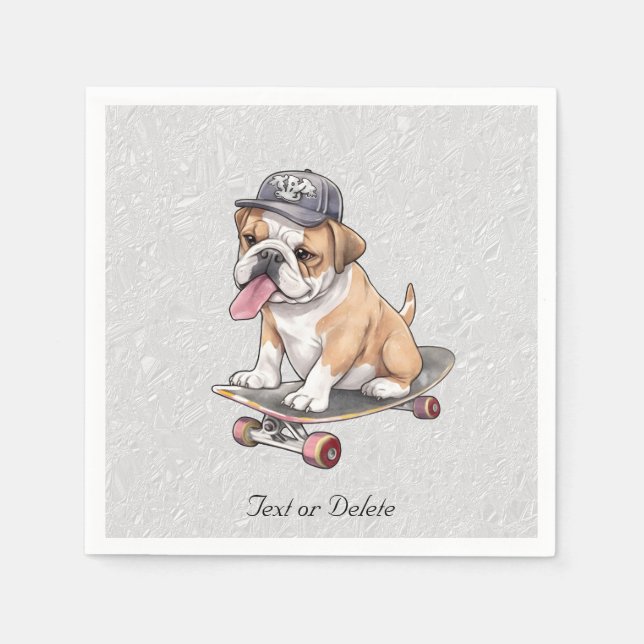 Serviette En Papier Serviettes en aquarelle Bouledogue (Devant)