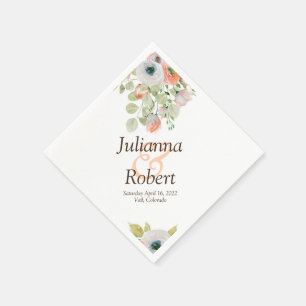 Serviette En Papier Serviettes en aquarelle florales rose et bleu