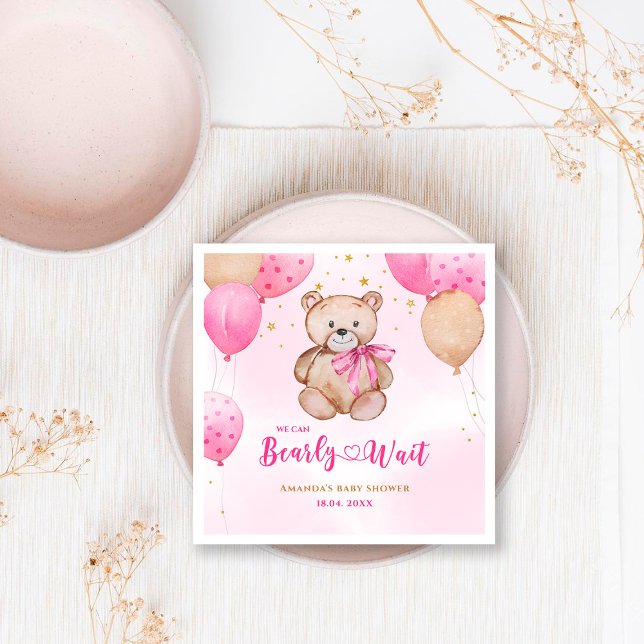 Serviette En Papier Serviettes en baby shower de l'ours en peluche (Créateur téléchargé)