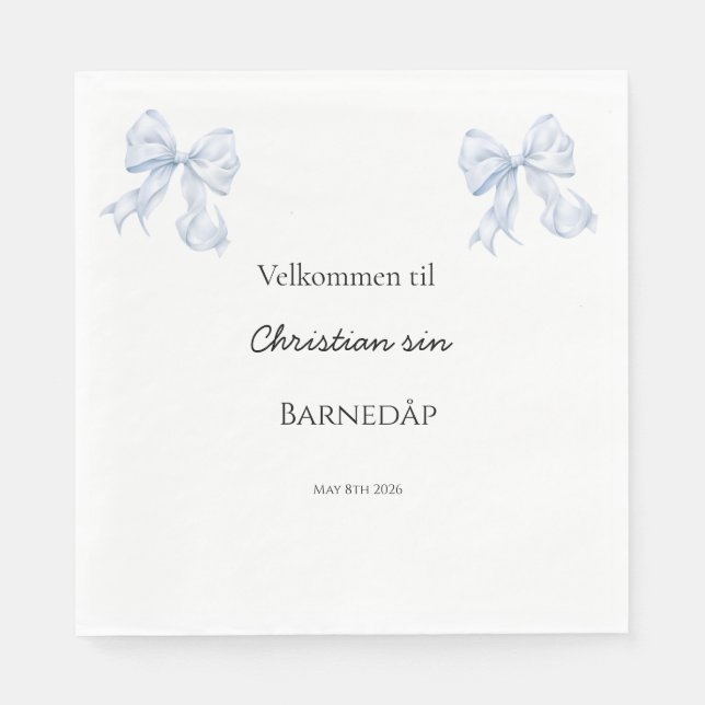 Serviette En Papier Serviettes en boucle bleue baptême (Devant)