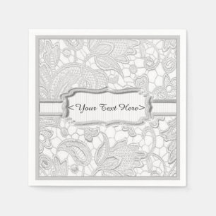 Serviette En Papier Serviettes en dentelle blanche personnalisées