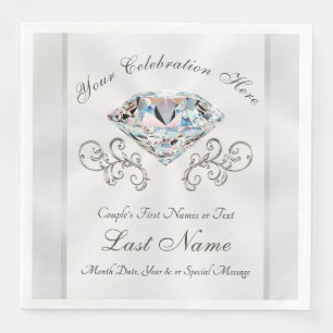 Serviette En Papier Serviettes en diamant blanc Mariage personnalisé
