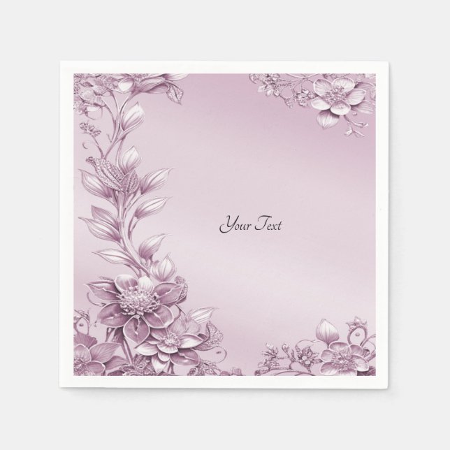 Serviette En Papier Serviettes en feuillage rose (Devant)