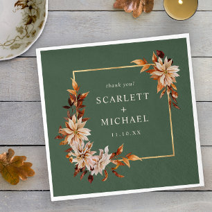 Serviette En Papier Serviettes en feuilles d'automne vert sauge