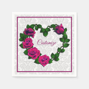 Serviette En Papier Serviettes en forme de cœur avec vigne de rose per