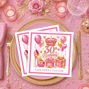 Serviette En Papier Serviettes en glitter or rose pour 30 ans