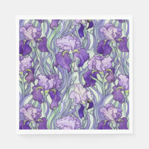 Serviette En Papier Serviettes en iris violet Art Nouveau